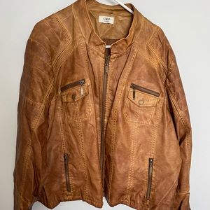 CATO Brown Faux Leather Jacket Women’s Plus Size 22/24 Coat